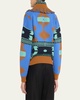 Icon Jacquard Fringe Wool Cashmere Bomber Cardigan