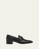 Leather Medallion Heeled Loafers