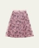 Nylonette Floral Print Pleated Midi Skirt