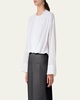 Pleated Button Down Cotton Voile Blouse