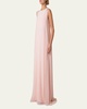 Layered Shoulder Cutout Silk Gown