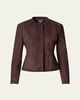 Aniella Suede Fitted Jacket, Brown
