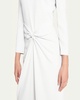 Ruched Long-Sleeve A-Line Dress