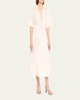 Deanna Belted Poplin Short-Sleeve Midi Shirtdress