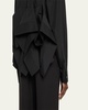 Poplin Ruffle Back Cropped Blouse