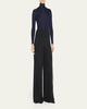 Layered Front-Slits Silk Georgette Wide-Leg Pants