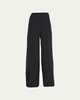 Layered Front-Slits Silk Georgette Wide-Leg Pants