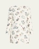 Floral-Print Long-Sleeve Silk Wool Mini Dress