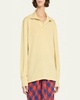 Jovani Polo Long-Sleeve Silk Top