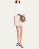 Organza-Hem Knit Hooded Sweater