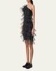 Tiered Diagonal Crinoline Ruffles One-Shoulder Mini Dress