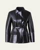 Whisper Lacquer Leather Jacket with Belt