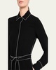 Piped A-Line Midi Shirtdress