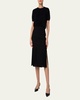 Plisse Inset Wool Double-Face Skirt