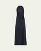 Inez Pleated High-Neck Gown