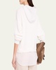 Organza-Hem Knit Hooded Sweater