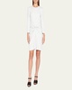Ruched Long-Sleeve A-Line Dress