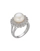 BELPEARL Silver 10-11mm Pearl CZ Ring