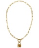 ADORNIA 14K Plated Lock Paperclip Chain Necklace