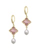 ADORNIA 14K Plated 5mm Pearl Floral Drop Earrings