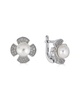 BELPEARL Silver 8.5mm Freshwater Pearl CZ Earrings