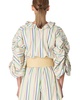 Carolina Herrera Neck Ruffle Shirred Elbow Puff Sleeve Top
