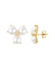 ADORNIA 14K Plated 7mmmm Pearl CZ Flower Earrings