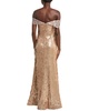 Rene Ruiz Off-The-Shoulder Embroidered Sequin Gown