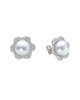 BELPEARL Silver 11-10mm Freshwater Pearl CZ Earrings