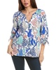 tie cuff linen-blend top