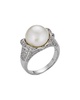 BELPEARL Silver 9-10mm Pearl CZ Ring