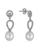 BELPEARL Silver White Topaz 9-8mm Freshwater Pearl Earrings
