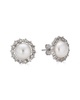 BELPEARL Silver 9.5-9mm Freshwater Pearl CZ Earrings