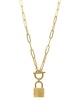 ADORNIA 14K Plated Lock Paperclip Chain Necklace