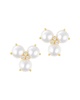 ADORNIA 14K Plated 7mmmm Pearl CZ Flower Earrings