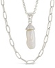 Sterling Forever 18mm Pearl CZ Nerissa Layered Necklace