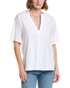 easy slit neck linen-blend top
