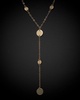 14K Italian Gold Disc Station Lariat Necklace
