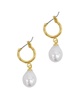 ADORNIA 14K Plated 10mm Pearl Huggie Drop Earrings