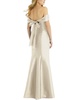 Women's Off-the-Shoulder Bow-Back Satin Trumpet Gown