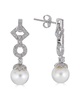 BELPEARL Silver 9mm Freshwater Pearl CZ Earrings