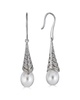 BELPEARL Silver White Topaz 9mm Freshwater Pearl Earrings