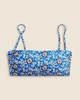 Ruched bandeau bikini top in cobalt floral
