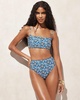 High-rise bikini bottom in cobalt floral