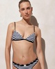 Contrast-trim french bikini top in stripe