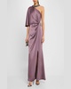 Beaded One-Shoulder Twist Gown