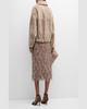 Shearling Velour Shirt Jacket With Monili Trim