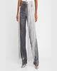 Metallic Fringe Straight Leg Jeans