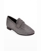 Flaneur Suede Flat Penny Loafers
