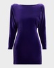 Long-Sleeve Cowl Backless Velvet Mini Dress
